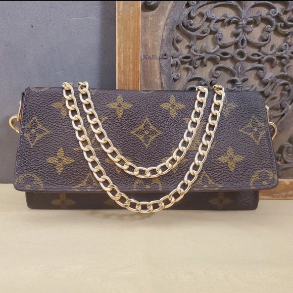 Authentic LOUIS VUITTON Crossbody Monogram Wallet Long Chain Woc Vintage Mi9002 - Picture 8 of 15